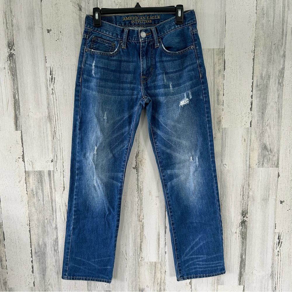AMERICAN EAGLE Outfitters Original Straight Distressed Blue Jeans 28/30